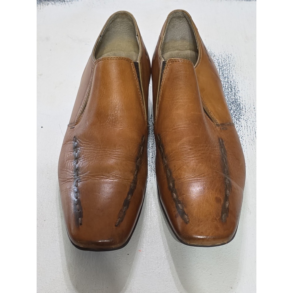 Base London Men's Dress Shoes Caramel Leather Slip On Portugal Sz 41/9.5 GUC